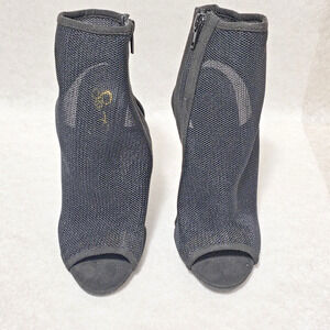 So Me Penny Black Mesh Peep Toe Ankle Booties Stiletto Heels Women's Size 7